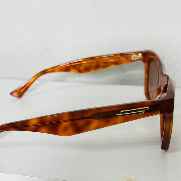 NEW Bottega Veneta Tortoiseshell Square Thick Sunglasses Havana Brown Square Cat - Picture 15 of 16